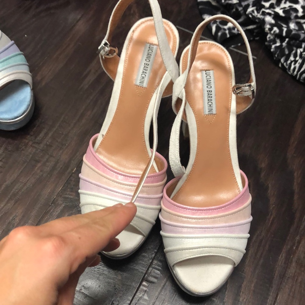 Luciano Barachini Metallic suede heels